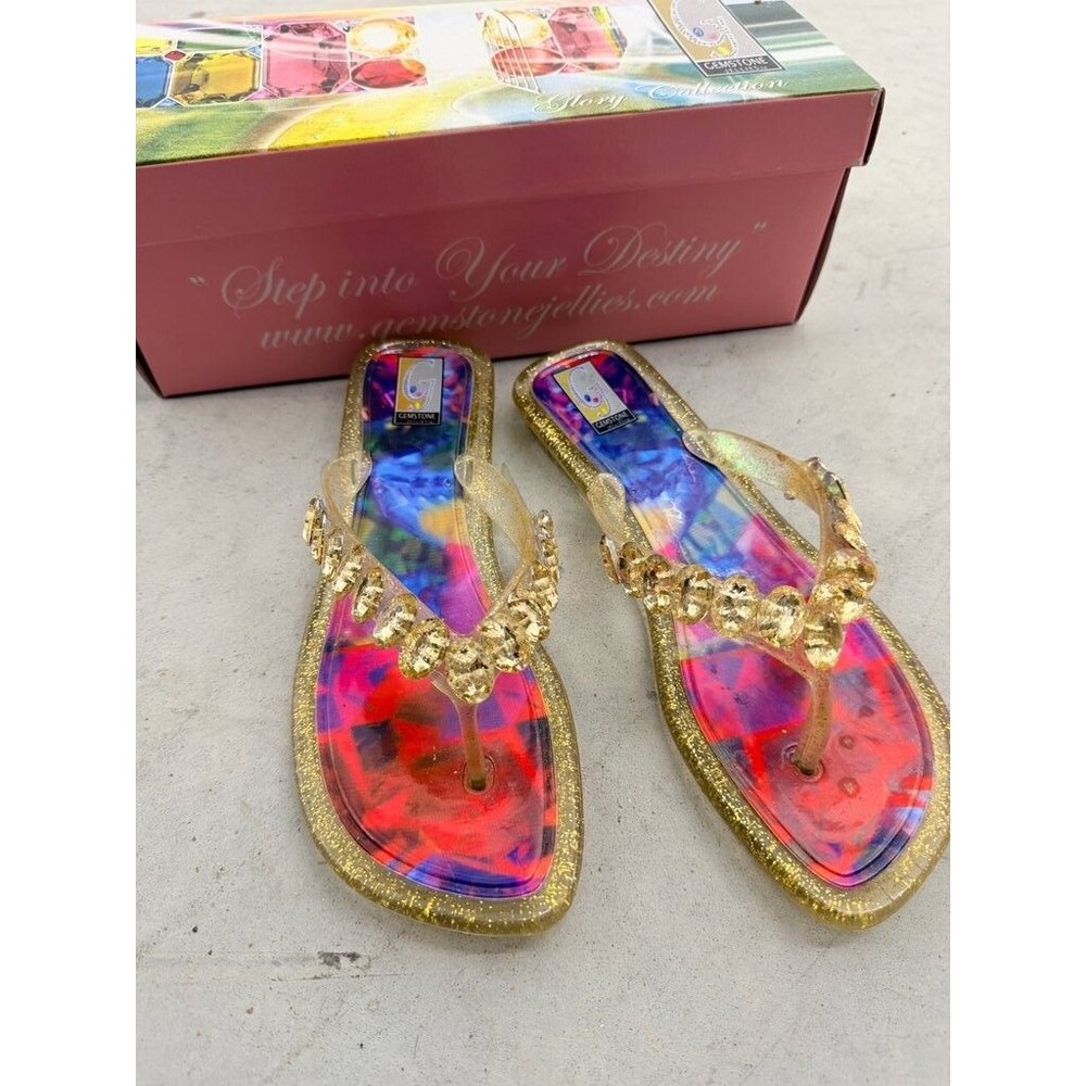 Gemstone Jellies Anna Gold Sandals Size 6